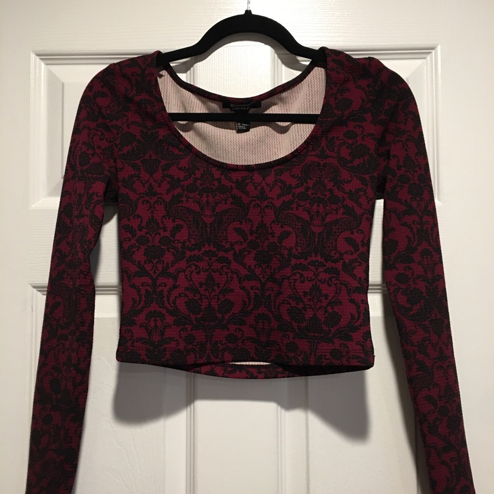 F21 Crop Long-Sleeve Top